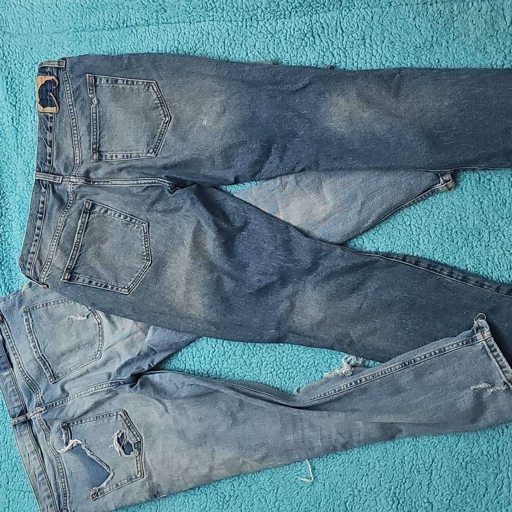 ⚜️2 Pair Of Zara Women's Distressed Blue Jeans Set - Picture 6 of 8